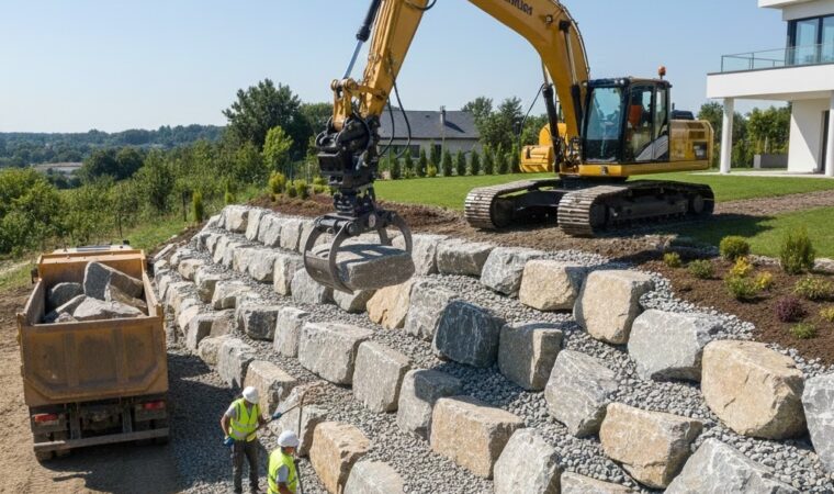 Travaux d’enrochement : sécuriser un terrain en pente efficacement